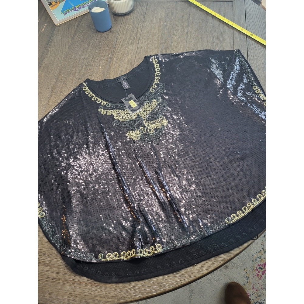 Investments Fully Sequined Top Pullover Scoop Neck Bat-Wing/Short Sleeve Size 3x